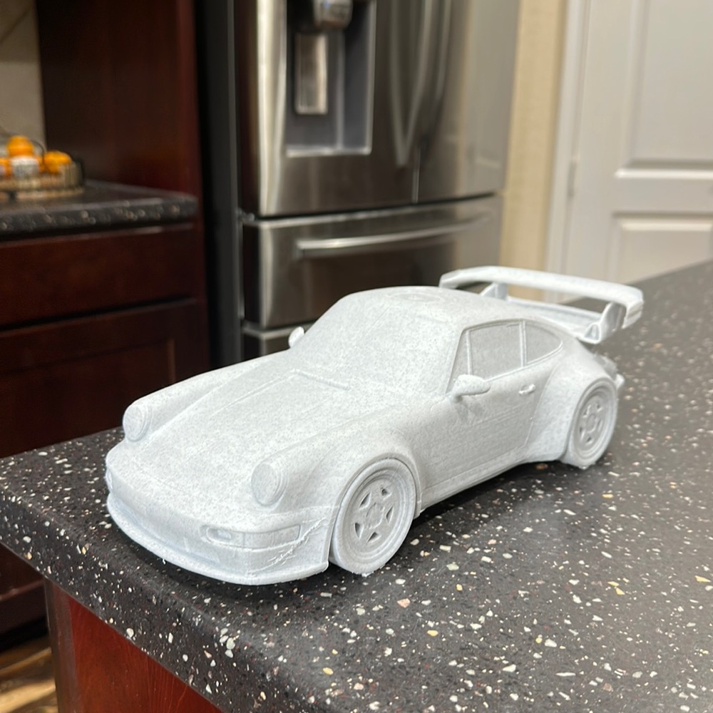 Marble filament 3D printed Porsche 911 Turbo Statue